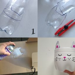 Upcycling ideen zum selbermachen katze blumentopf alte plastikflasche anleitung e1576512561903.jpg